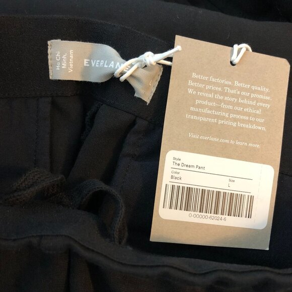 Everlane The Dream Pant Pintuck Pull On Pockets Drawstring Tapered Black Size L - Picture 8 of 8
